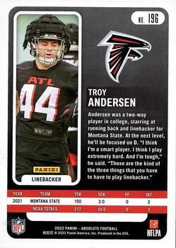 2022 Panini Absolute - Green #196 Troy Andersen Back