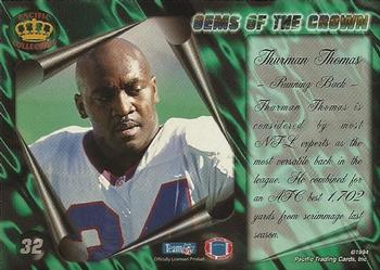 1994 Pacific - Gems of the Crown #32 Thurman Thomas Back