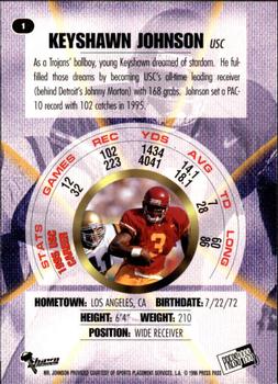 1996 Press Pass - Holofoil #1 Keyshawn Johnson Back