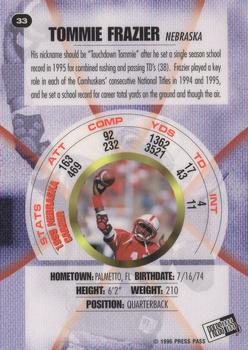 1996 Press Pass - Holofoil #33 Tommie Frazier Back
