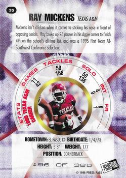 1996 Press Pass - Holofoil Emerald Proofs #35 Ray Mickens Back