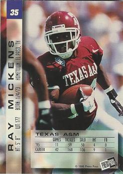 1996 Press Pass Paydirt - Red #35 Ray Mickens Back