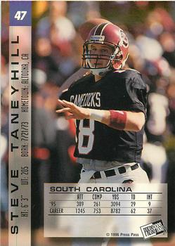1996 Press Pass Paydirt - Red #47 Steve Taneyhill Back