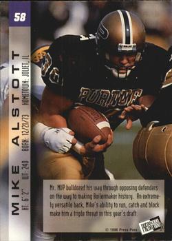 1996 Press Pass Paydirt - Red #58 Mike Alstott Back