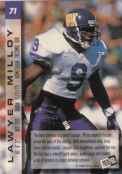 1996 Press Pass Paydirt - Red #71 Lawyer Milloy Back