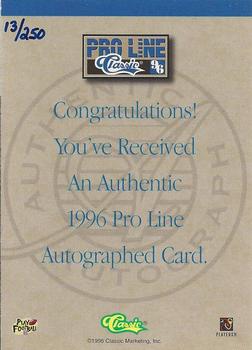 1996 Pro Line - Autographs Gold #NNO Derrick Deese Back