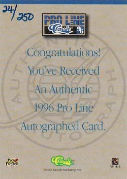 1996 Pro Line - Autographs Gold #NNO Jack Del Rio Back