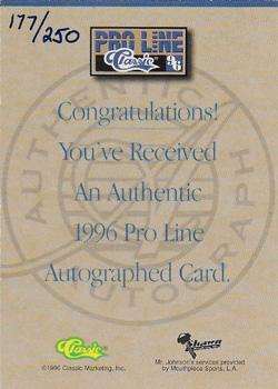 1996 Pro Line - Autographs Gold #NNO Keyshawn Johnson Back