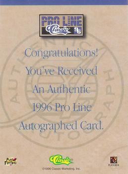 1996 Pro Line - Autographs Gold #NNO Keenan McCardell Back