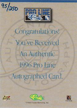 1996 Pro Line - Autographs Gold #NNO Johnny McWilliams Back