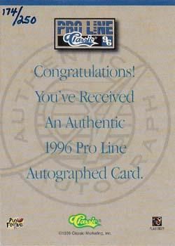 1996 Pro Line - Autographs Gold #NNO Stanley Pritchett Back