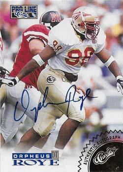 1996 Pro Line - Autographs Gold #NNO Orpheus Roye Front