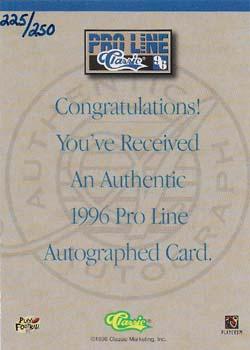 1996 Pro Line - Autographs Gold #NNO Mike Sherrard Back