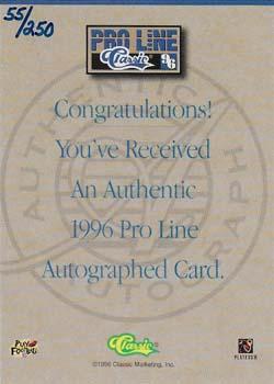 1996 Pro Line - Autographs Gold #NNO Steve Taneyhill Back