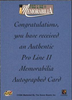 1996 Pro Line Memorabilia - Rookie Autographs #8 Jeff Hartings Back