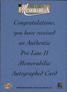 1996 Pro Line Memorabilia - Rookie Autographs #11 Pete Kendall Back