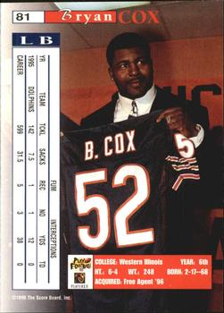 1996 Pro Line II Intense - Double Intensity #81 Bryan Cox Back
