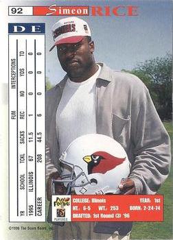 1996 Pro Line II Intense - Double Intensity #92 Simeon Rice Back