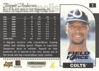 1996 Score - Field Force #2 Flipper Anderson Back