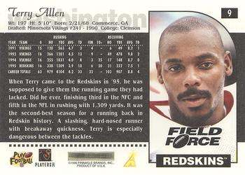 1996 Score - Field Force #9 Terry Allen Back