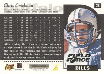 1996 Score - Field Force #28 Chris Spielman Back