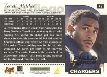 1996 Score - Field Force #72 Terrell Fletcher Back