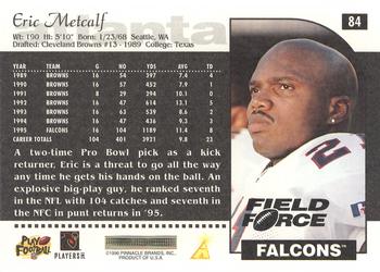 1996 Score - Field Force #84 Eric Metcalf Back