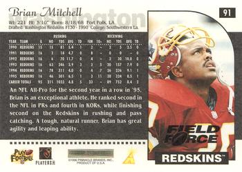 1996 Score - Field Force #91 Brian Mitchell Back
