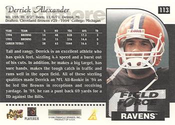 1996 Score - Field Force #113 Derrick Alexander WR Back