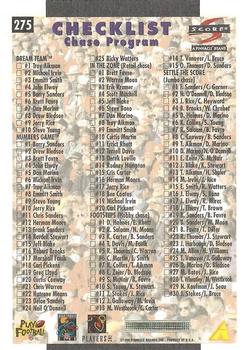 1996 Score - Field Force #275 Dan Marino / Jeff Blake / John Elway / Emmitt Smith / Brett Favre / Jerry Rice Back