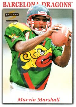 1996 Score WLAF #10 Marvin Marshall Front