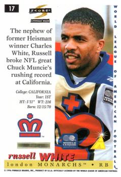 1996 Score WLAF #17 Russell White Back