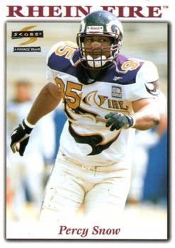 1996 Score WLAF #21 Percy Snow Front