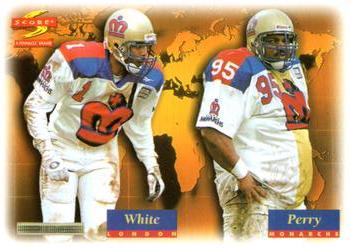1996 Score WLAF - Team Inserts #4 Russell White / William Perry / Victor Ebubedike / Preston Jones Front
