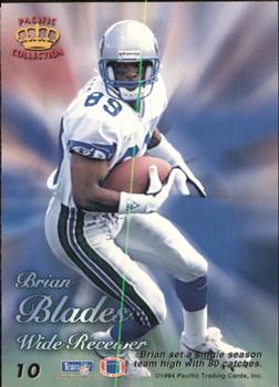 1994 Pacific Prisms #10 Brian Blades Back