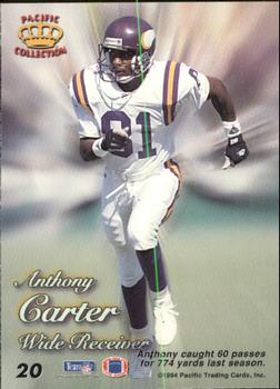 1994 Pacific Prisms #20 Anthony Carter Back