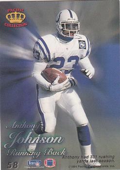 1994 Pacific Prisms #58 Anthony Johnson Back