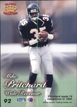 1994 Pacific Prisms #92 Mike Pritchard Back