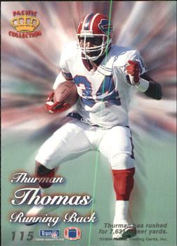 1994 Pacific Prisms #115 Thurman Thomas Back