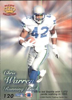 1994 Pacific Prisms #120 Chris Warren Back