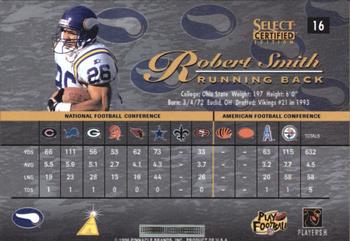 1996 Select Certified - Premium Stock #16 Robert Smith Back