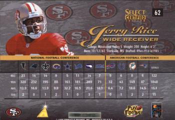 1996 Select Certified - Premium Stock #62 Jerry Rice Back