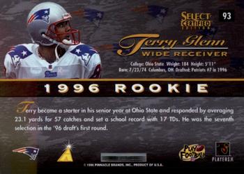 1996 Select Certified - Premium Stock #93 Terry Glenn Back