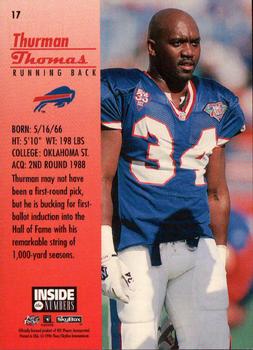 1996 SkyBox Premium - Inside the Numbers #17 Thurman Thomas Back