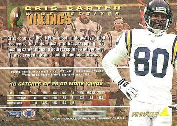 1994 Pinnacle #19 Cris Carter Back