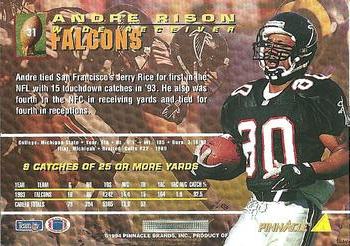 1994 Pinnacle #31 Andre Rison Back