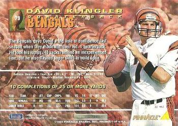 1994 Pinnacle #79 David Klingler Back