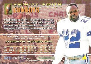 1994 Pinnacle #81 Emmitt Smith Back