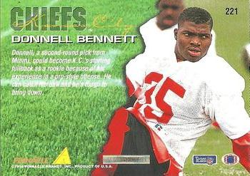 1994 Pinnacle #221 Donnell Bennett Back