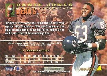 1994 Pinnacle #238 Dante Jones Back